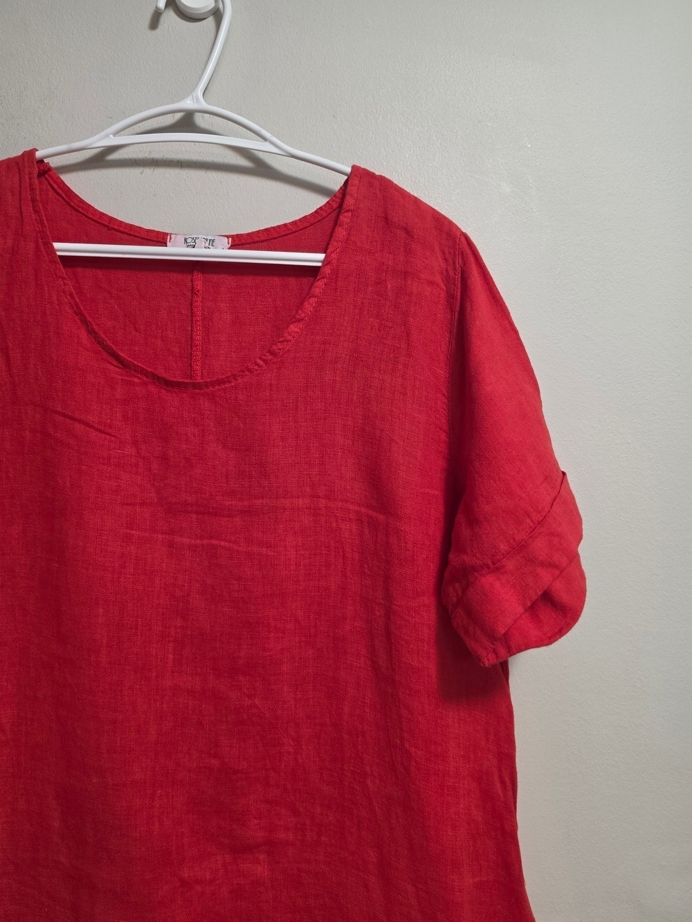 Rosemarine Red 100% Linen Eyelet Hem Tunic Dress Size Large - Picture 4 of 10